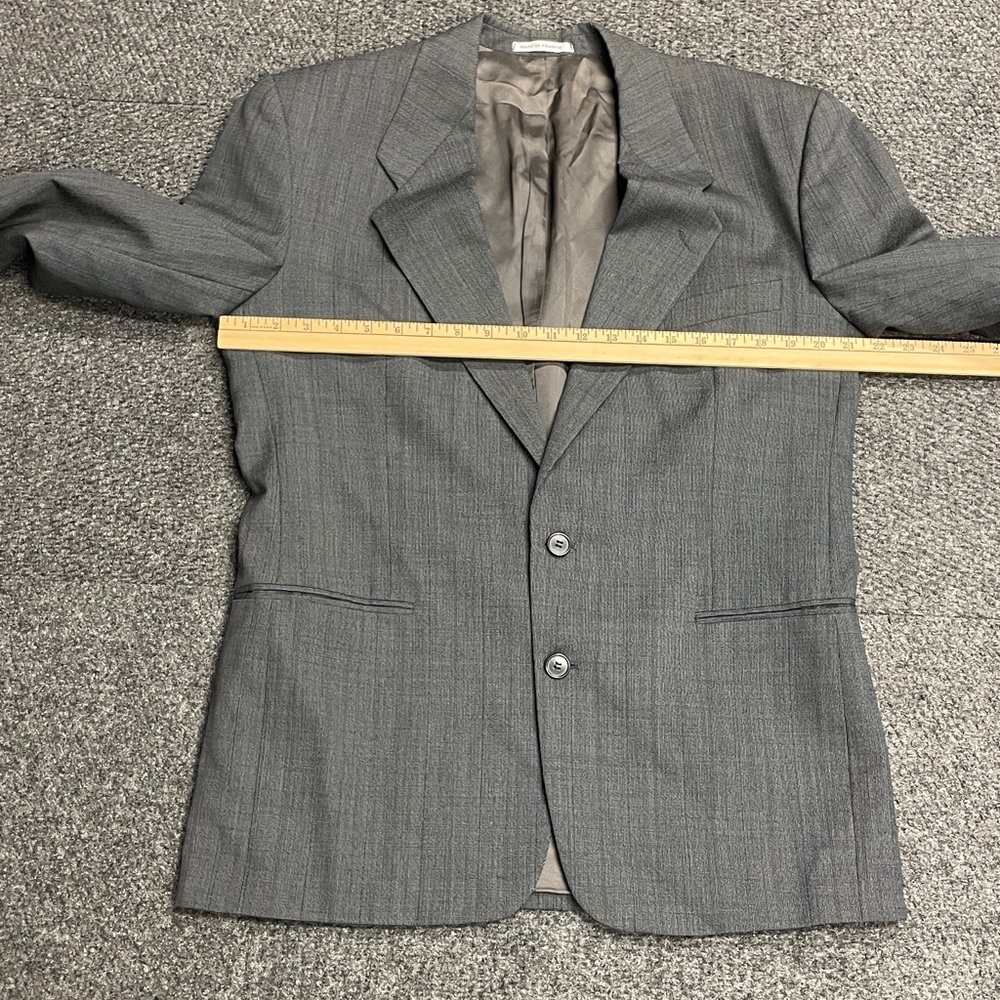 Mens YVES Saint LAURENT Gray Blue Striped 2 Button Blazer France 44S Wool - Picture 7 of 8